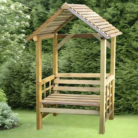 Garden Arbour Seat Athena with garden background