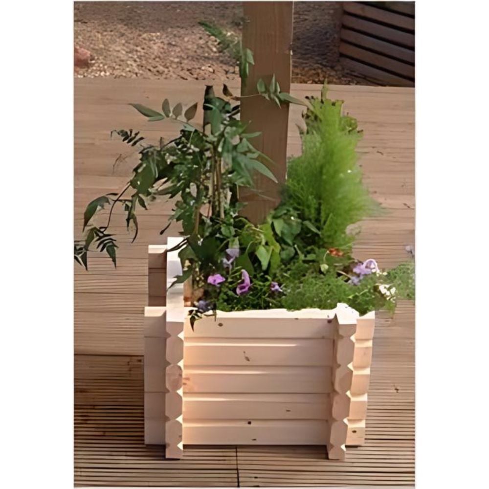 wooden square build-around planter around a tree