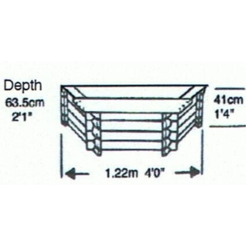 flatback seat and planter dimensions on a white background