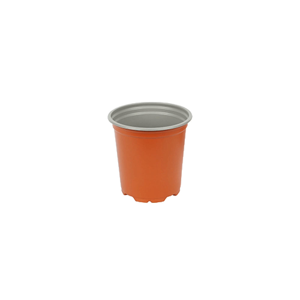 Orange plastic cup with a gray lid on a white background