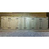 3 double bin storage units for wheelie bin or rubbish, with doors closed