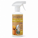 A 500ml white plastic spray bottle of garden-ng-naturally Natural Citrus Cleaner, featuring a brown kraft-paper style label with gardening illustrations and a white trigger sprayer.