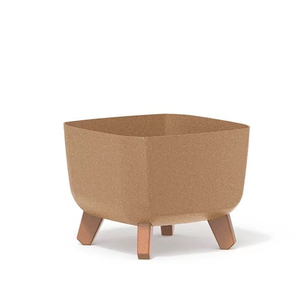 Indoor or outdoor plant pot square trough with wood effect legs natural colour