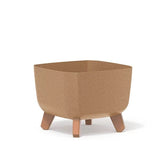 Indoor or outdoor plant pot square trough with wood effect legs natural colour