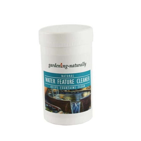 Container of 'Gardening Naturally' water feature cleaner on a white background