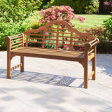 natural wooden lutyens garden bench furniture on patio