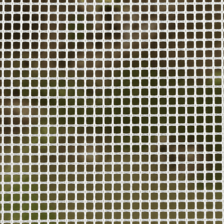 Mosaic pattern of small square tiles in various shades of green.