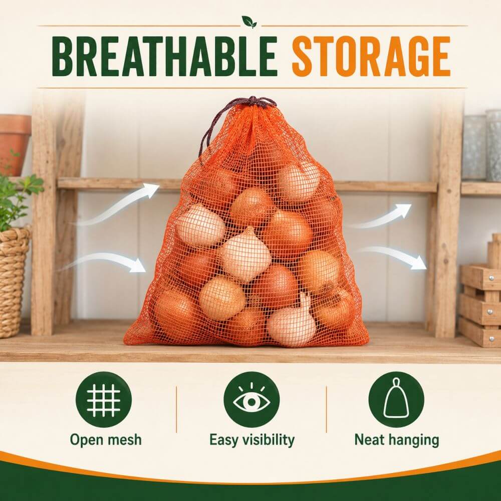 orange breathable storage nets