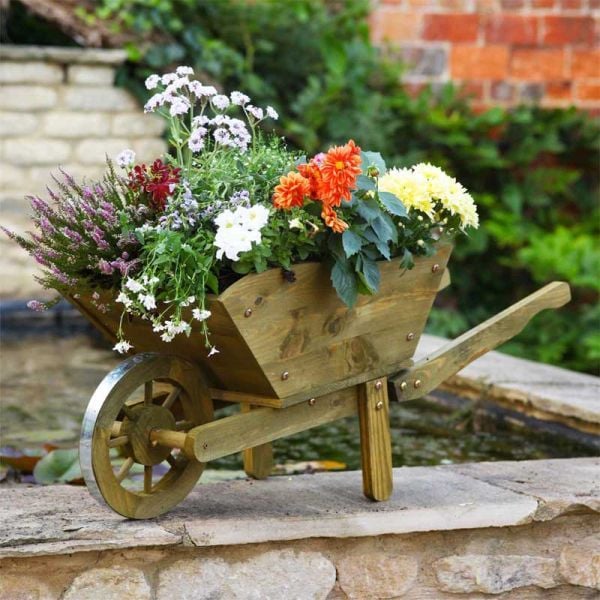 Wooden Wheelbarrow Planters