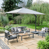 A patio with a table