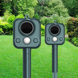 Pack of two cat repeller in garden on lawn with trees in background