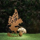 Solar Silhouette Fairy with Toadstool Garden Stake