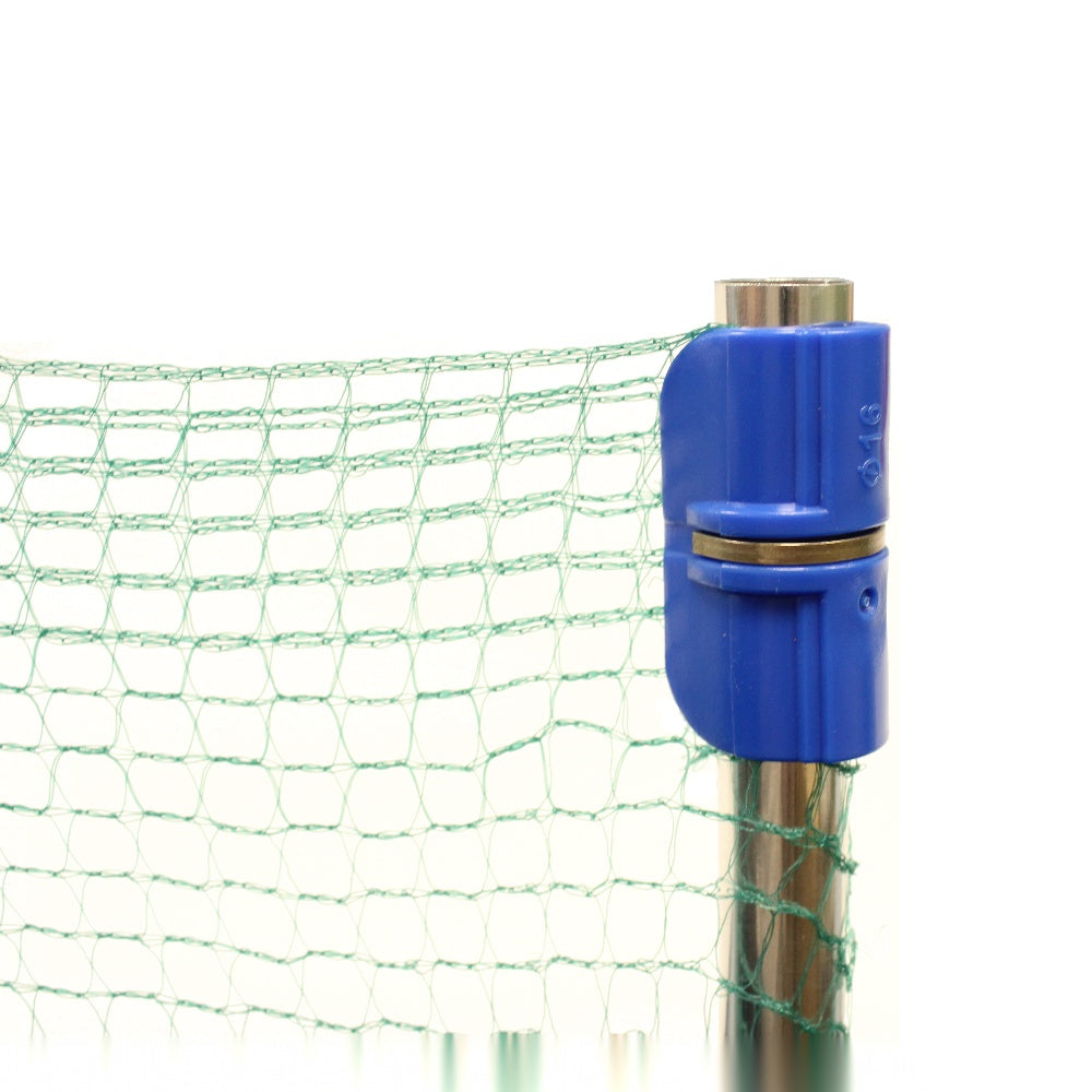 blue pipe clips in use attaching material to a pole