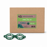 Green climbing plant clips in front of a cardboard box with 'garden Naturally' branding.