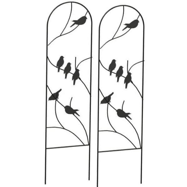 Pot Trellis Perching Birds Black