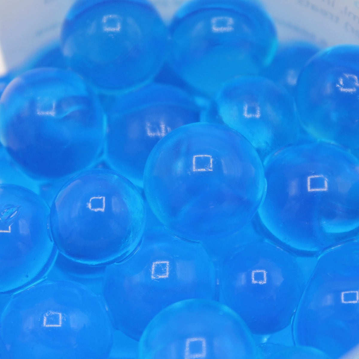 Close up of the blue pond filter balls