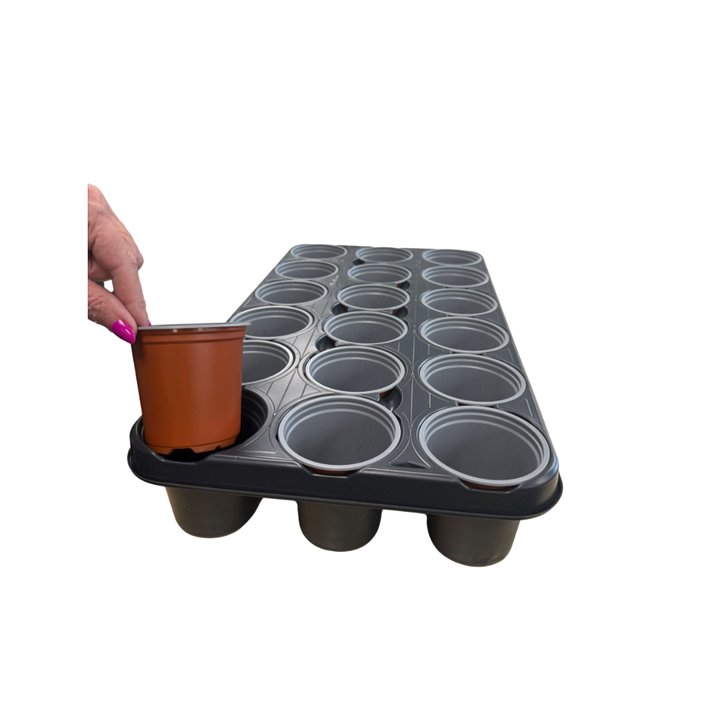 Shuttle tray a tray for holding plant pots on a white background