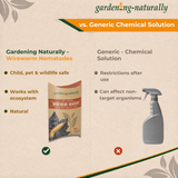 Comparison image between wireworm nematodes and a generic chemical solution