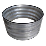 Metallic, ribbed round planter