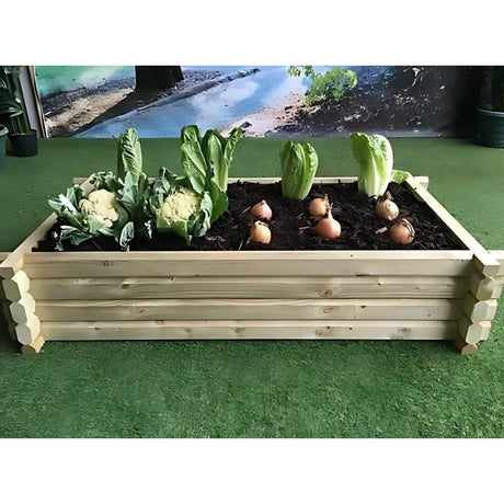 raised veg bed with vegetables growing inside