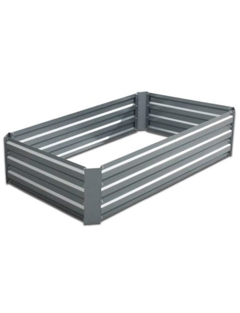 grey metal rectangular raised beds