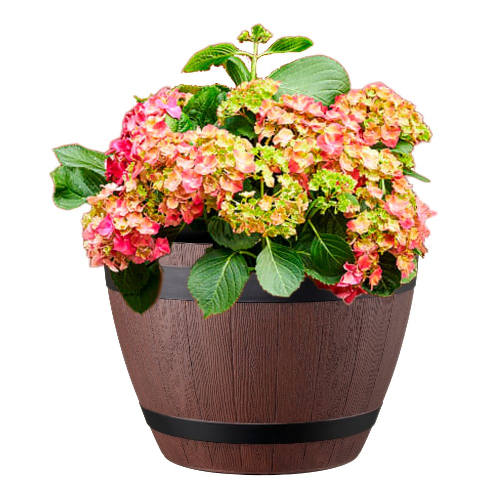 wooden effect red wine planter