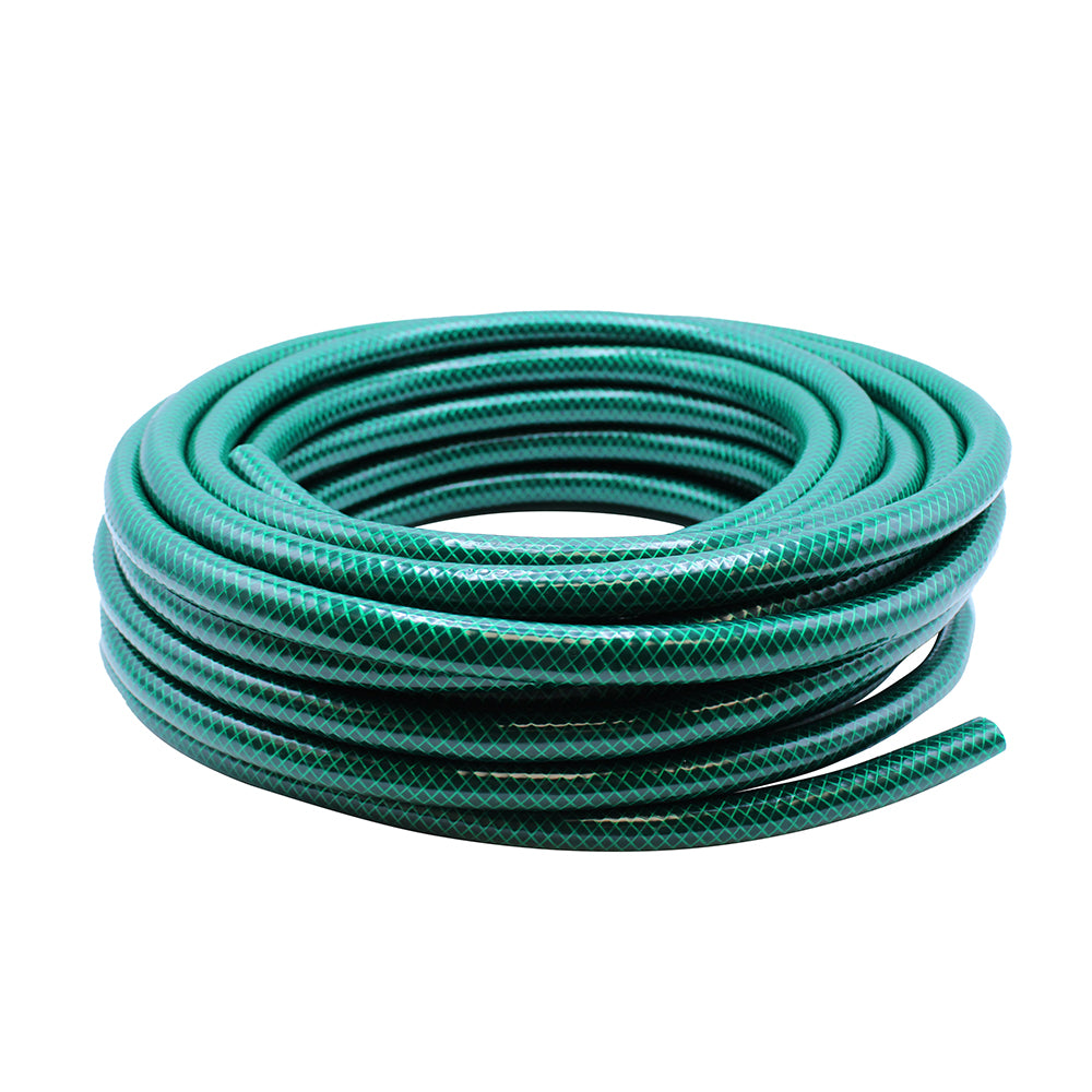 Green Garden Hose on plain background