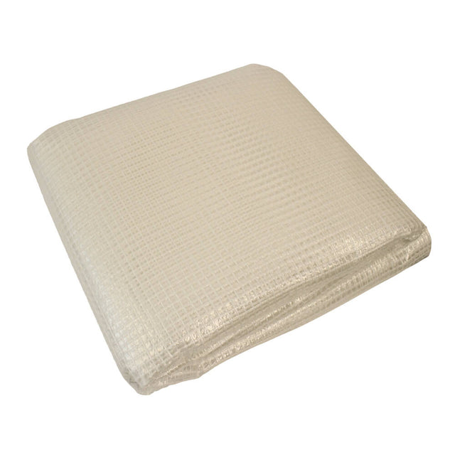 Beige textured heavy duty polythene on a white background