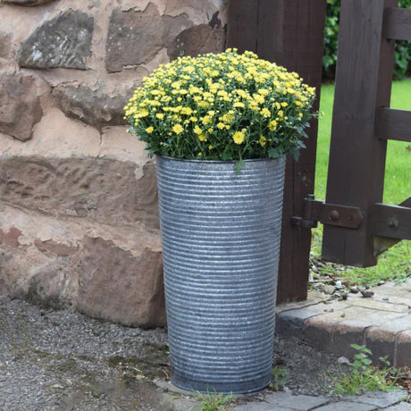 ribbed galvanised steel vase