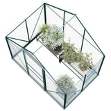 6x4 aerial view of glass greenhouse with sliding door