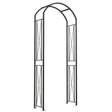 Black metal garden arch diagram on white background