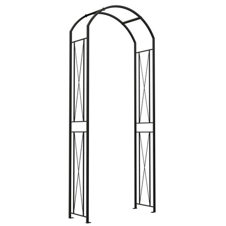 Black metal garden arch diagram on white background