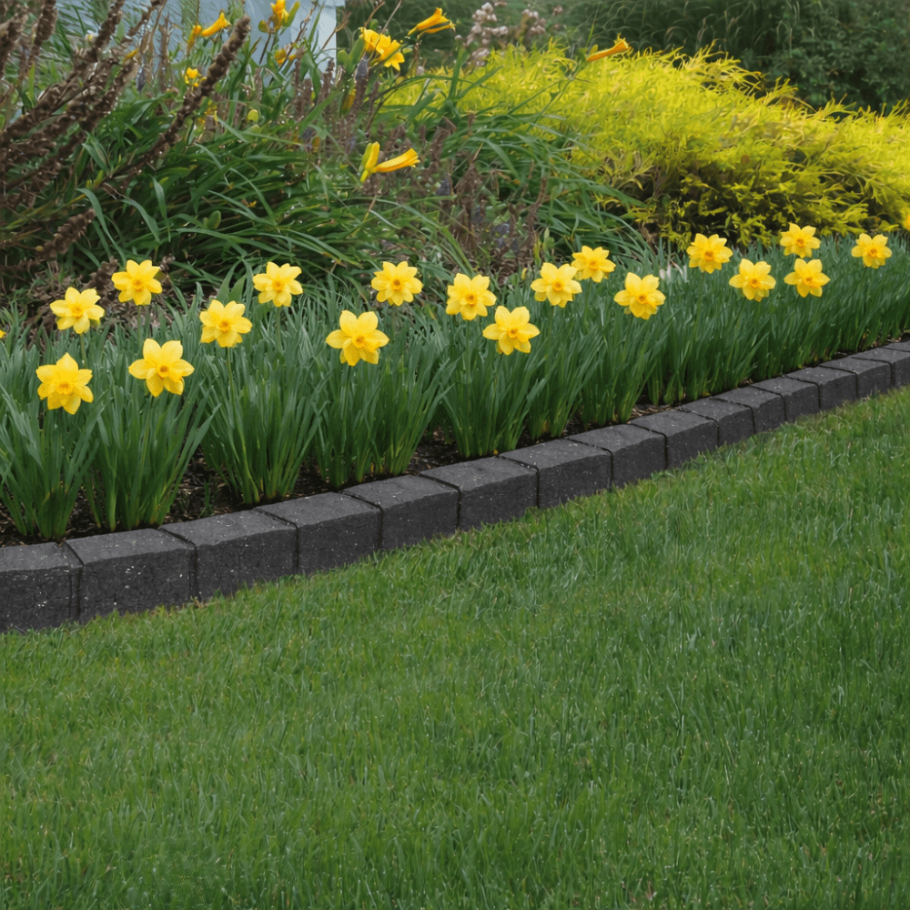 Roman Stone Garden Border Rubber Lawn Edging UK Grey 1.2m Long