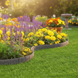 rubber lawn border edging on flower border
