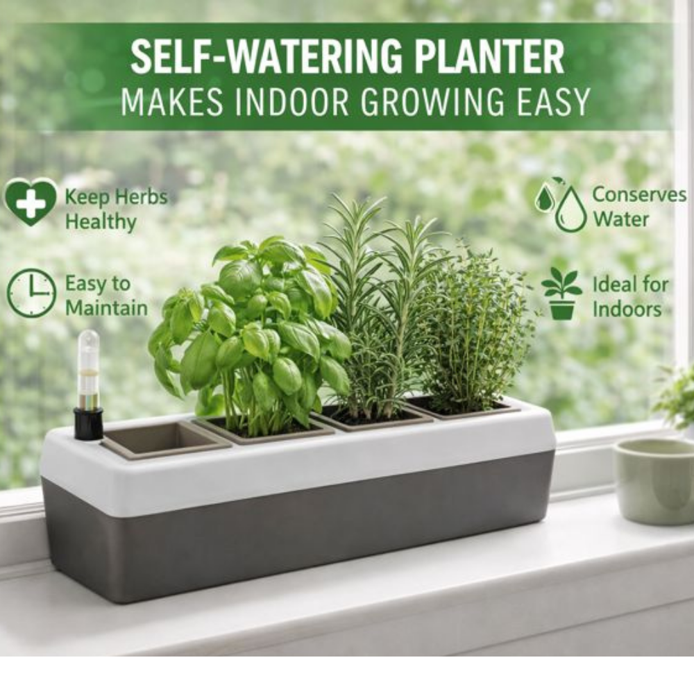 Kitchen Herb Pots Self Watering Windowsil Planter