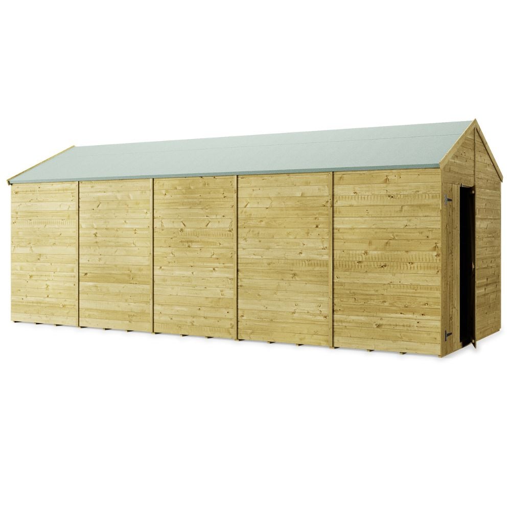 side view of long wood shed