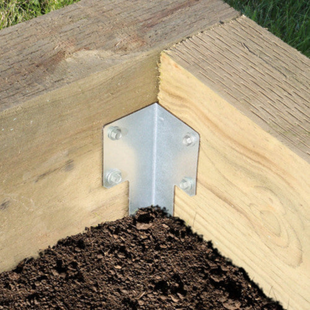 single raised bed support silver corner