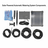 solar powered automatic watering system components all layed out