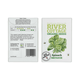 River Cottage Organic Seeds packaging for Spinach Matador on a white background