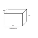 square pond dimensions on a white background