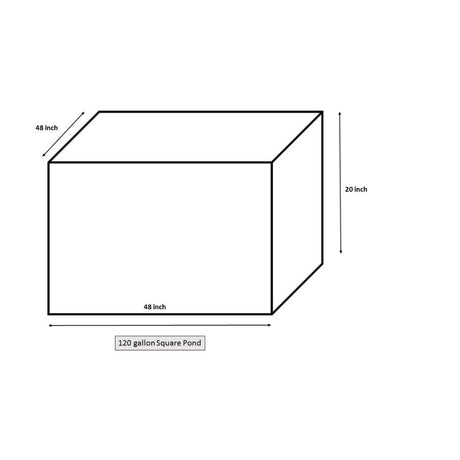 square pond dimensions on a white background