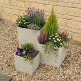 Stone Effect Square Garden Plant Pot