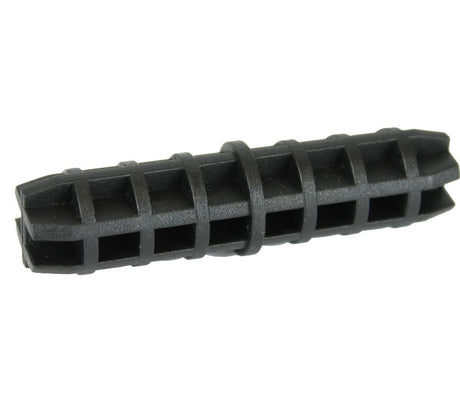 A black plastic fruit tree pole connector straight for 19mm tubes.