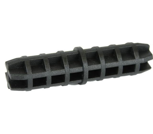 A black plastic fruit tree pole connector straight for 19mm tubes.