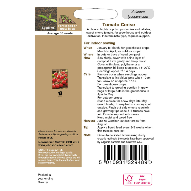 Organic Cherry Tomato Seeds Cerise