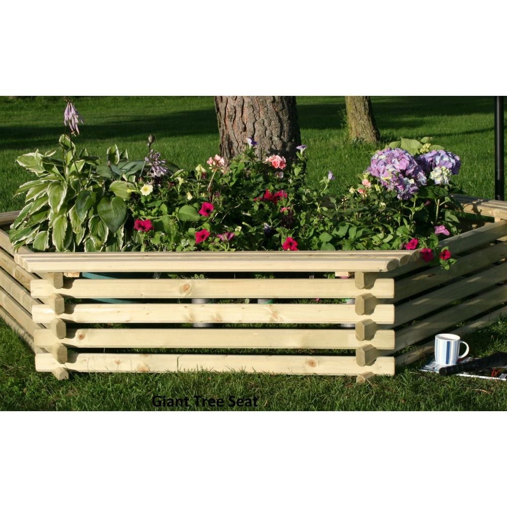 wooden tree seat planter giant