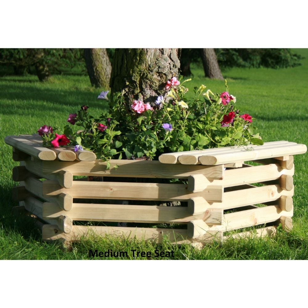 wooden tree seat planter medium