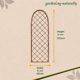 Garden trellis with dimensions on a beige background