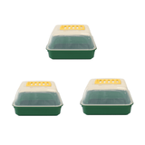Pack of 3 green propagator with clear lid and vent on top on white background