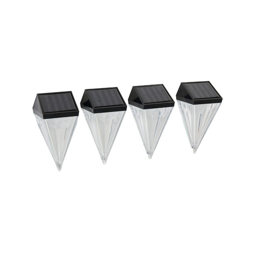 Pack of 4 solar wall lights diamond shape on a white background.